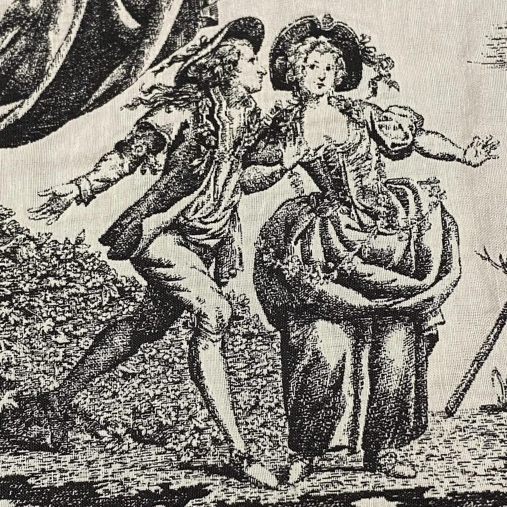 Vintage Fabric Waverly Rustic Life Toile County Scen French 2 Yd x57" Upholstery - Picture 11 of 13